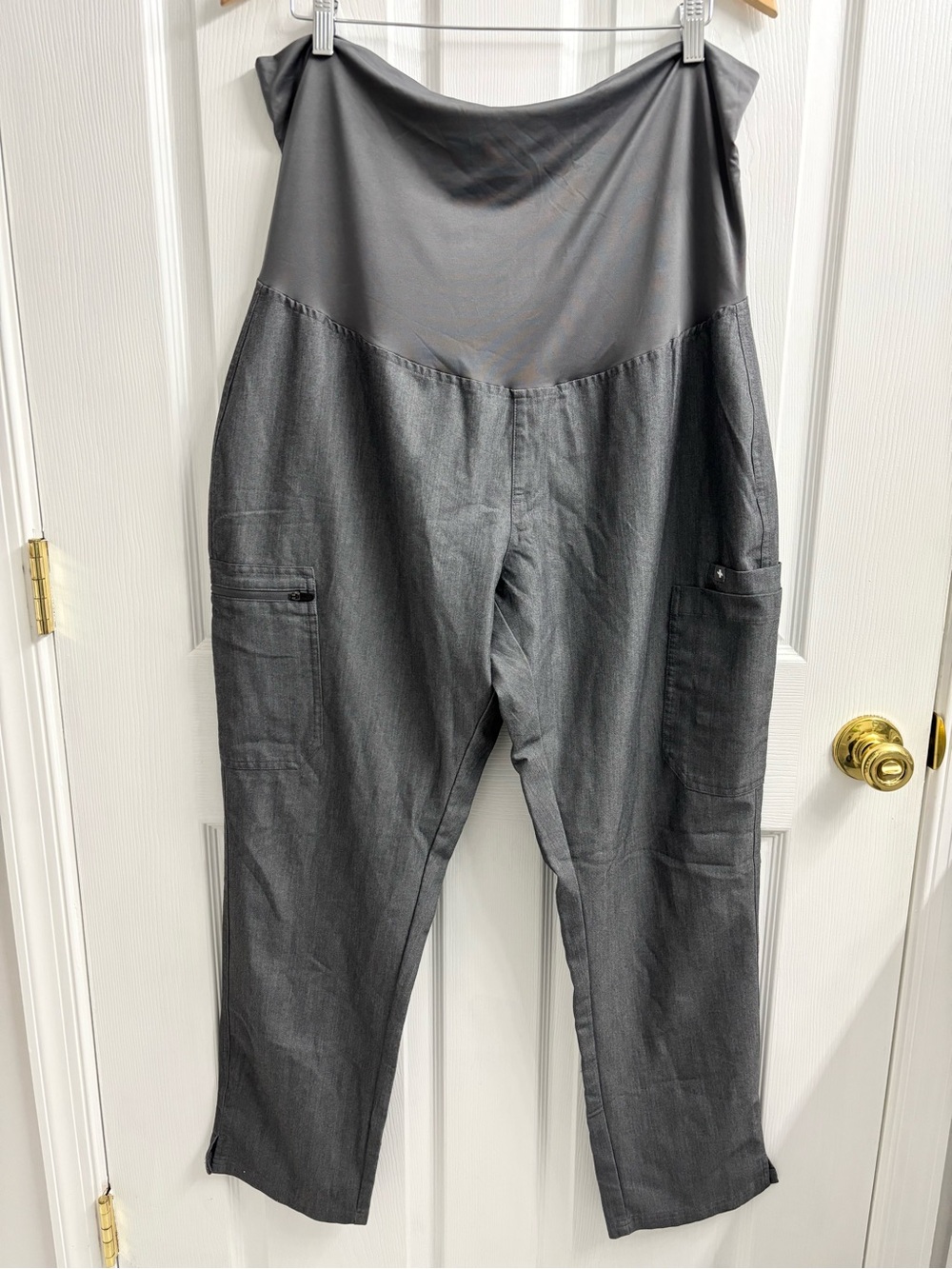 Figs Maternity Scrub Pants XL Graphite Grey Over Belly Band Slim Straight Leg